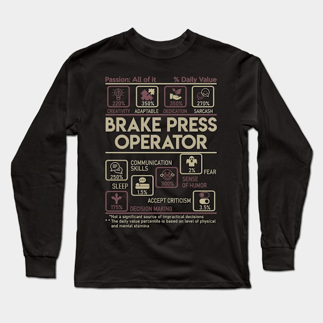 Brake Press Operator T Shirt - Multitasking Daily Value Gift Item Tee Long Sleeve T-Shirt by candicekeely6155